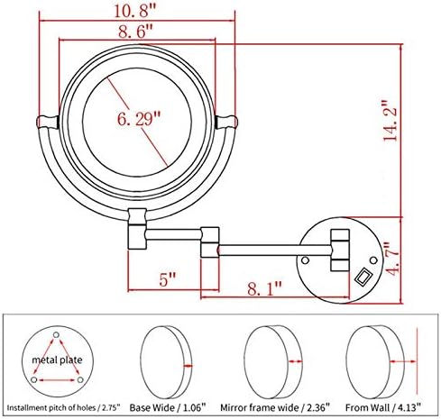 Double-Sided LED Makeup Mirror with 360 Swivel - Extendable