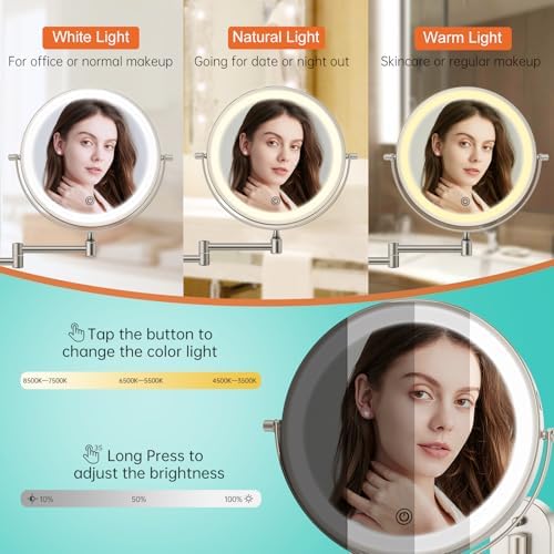 FunTouch Rechargeable Wall Mounted Makeup Mirror
