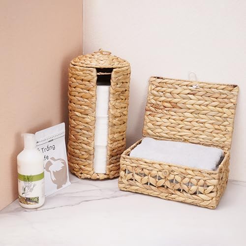 Stylish Wicker Toilet Paper Holder for 3 Roll Storage