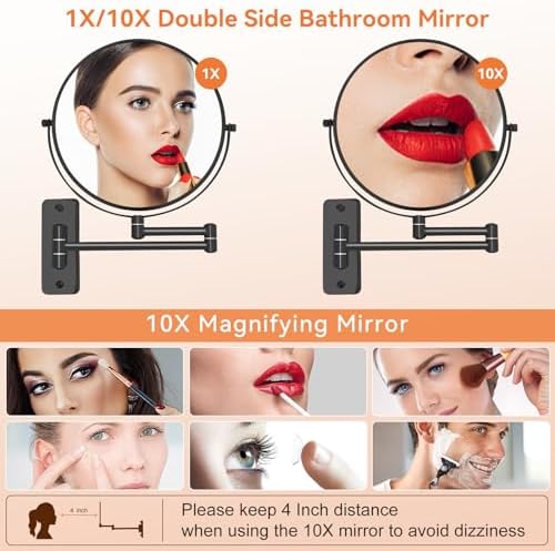 8-inch 10X dual-sided wall-mounted vanitymakeup mirror