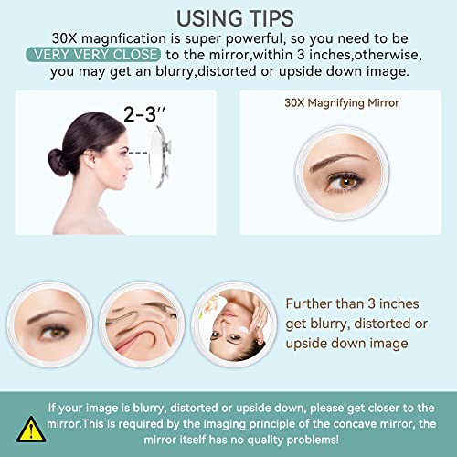 MIYADIVA 30X Magnifying Mirror with Suction Cups for Makeup and Travel