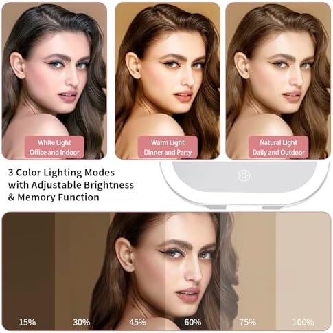 Compact Travel Makeup Mirror with LED Lights and Magnification