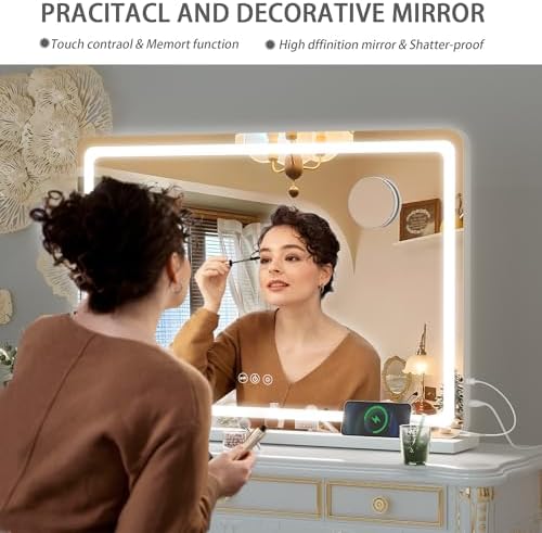 Hasipu 32 x 22 Round LED Makeup Mirror with Touch Light Control