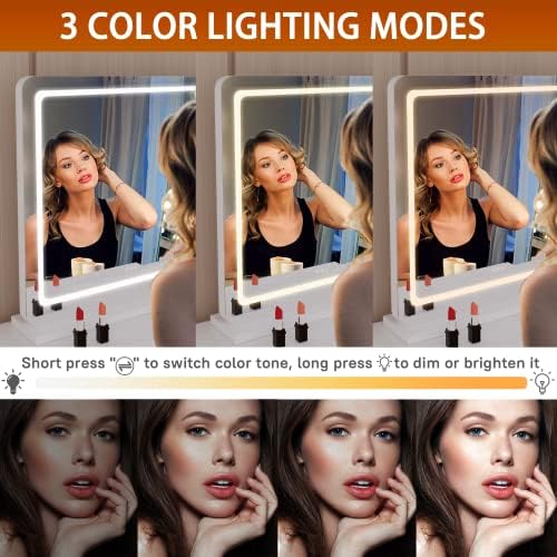 Hasipu 32 x 22 Round LED Makeup Mirror with Touch Light Control