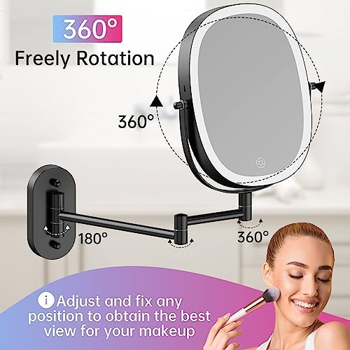 Stylish Rechargeable Wall-Mounted Makeup Vanity Mirror with Dual Magnification