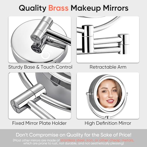 GURUN Wall-Mounted Makeup Mirror with 3Tone Dimmable Lights