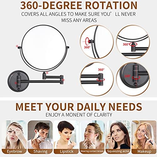 Wall Mounted Double Sided Magnifying Mirror for MakeUp and Shaving