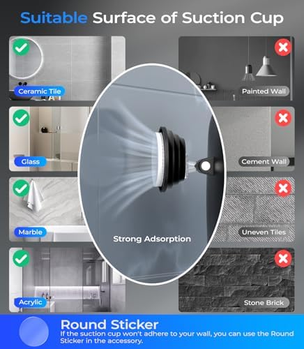 Heated Fogless Shower Mirror for Shaving Detachable Suction Cup Waterproof