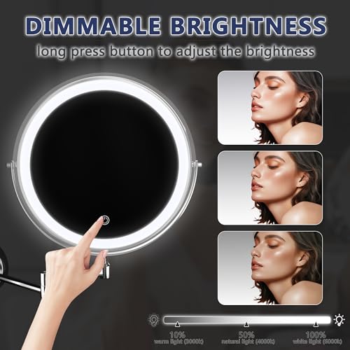 10-Inch Wall-Mounted Makeup Mirror with Dual Lighting