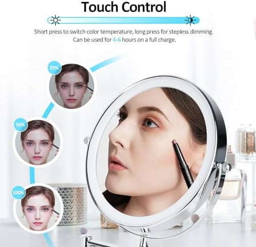 Wall-Mounted Makeup Mirror with LED Lights 1X10X Magnification