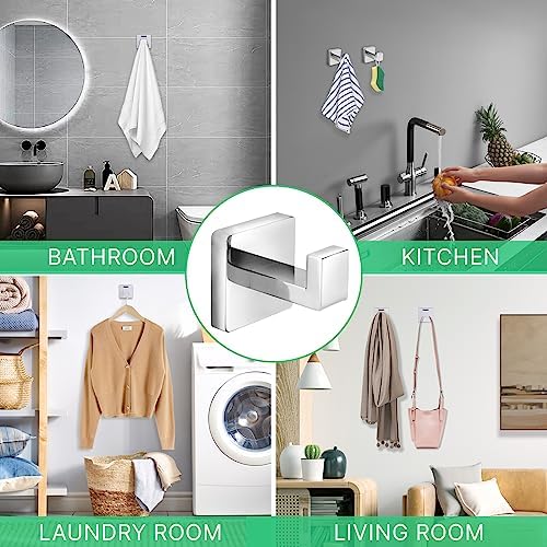 Stainless Steel Heavy Duty Coat Hook Set - Chrome Polished 2-Pack