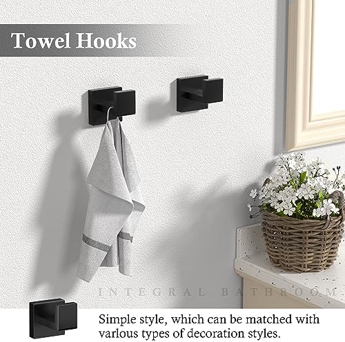 5-Pieces Matte Black Towel Bar Set for Bathroom