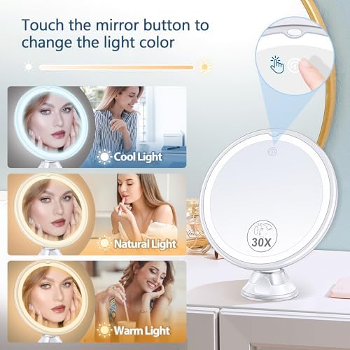 30X Precision Makeup Mirror Ultimate Beauty Tool with Light suction suction