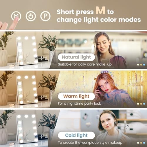 11x14 Interactive Vanity Mirror wLED Light Charging Port for Makeup