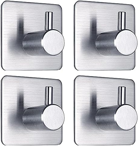 FOTYRIG 4-Piece Stainless Steel Towel Robe Hook No-Drill Wall Mount