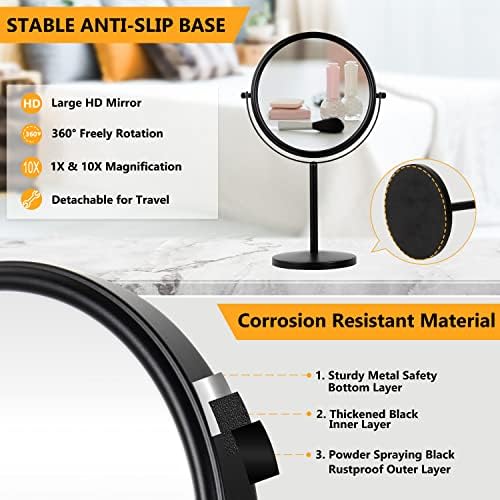 ALHAKIN 10x Magnifying Makeup Mirror 8-Inch Double Sided