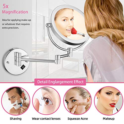 Wall-Mounted Makeup Mirror with LED Light