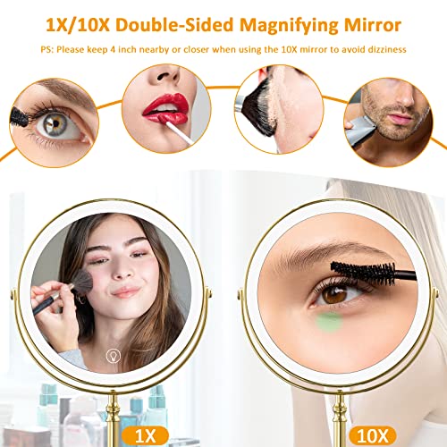 Rechargeable 8 Makeup Mirror with LED Lights and Touch Sensor
