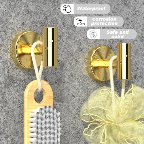 Stainless Steel Gold Towel Hooks 4-Pack Bathroom Home Use