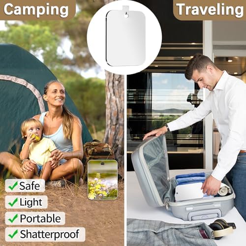 2-Pack Frameless Hanging Shower Mirror Set for Home Travel Safety