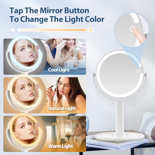 MIYADIVA 20X Double-Sided Magnifying Mirror with LED Lights