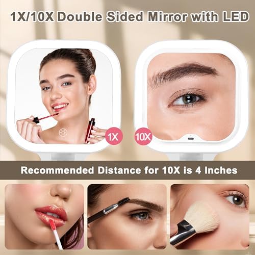 Compact Lighted Makeup Mirror with Magnification