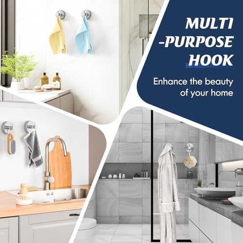 4-Piece Suction Cup Holders Silver Easy to Use in Showers and Beyond