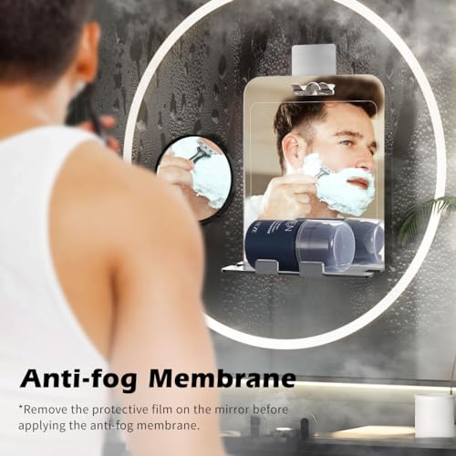 Shinowa Fogless Shower Mirror with Razor Holder and 5X Magnifying Lens