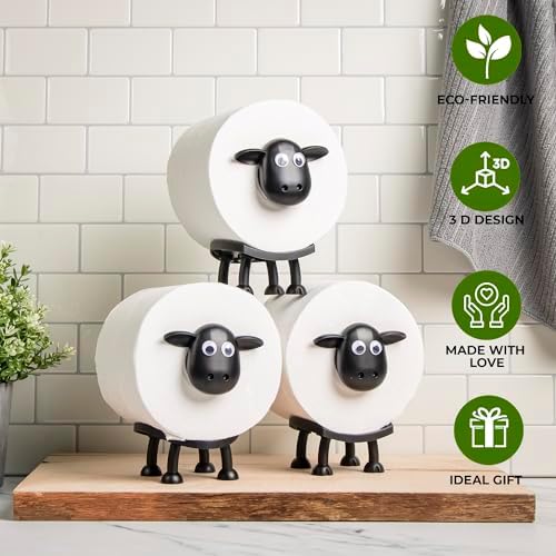 Funny Black Sheep Toilet Roll Holder Set of 3