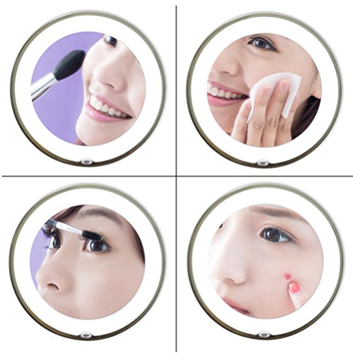JiBen LED Lighted 10X Magnifying Makeup Mirror