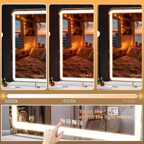 Stylish Vanity Mirror with Bluetooth LED Light Perfect for MakeUp Convenience