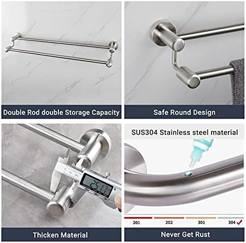 TocTen Double Towel Rod for Bathroom Heavy Duty Stainless Steel