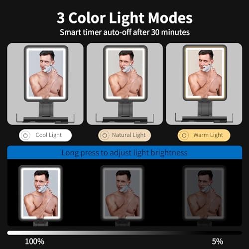 Lighted Folding Anti-Fog Shaver Mirror