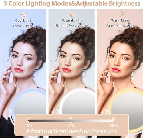 8-inch Lighted Makeup Mirror with Rechargeable LED Lights for Women
