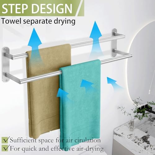 Double Towel BarStainless Steel Aluminum Towel RackBrushed Nickel by XEENEW