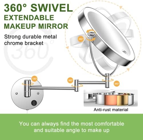 Precision 9-Inch Wall-Mounted Makeup Mirror for Professional Personal Use