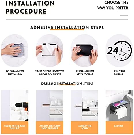 Black Toilet Paper Holder With Shelf for Home Use