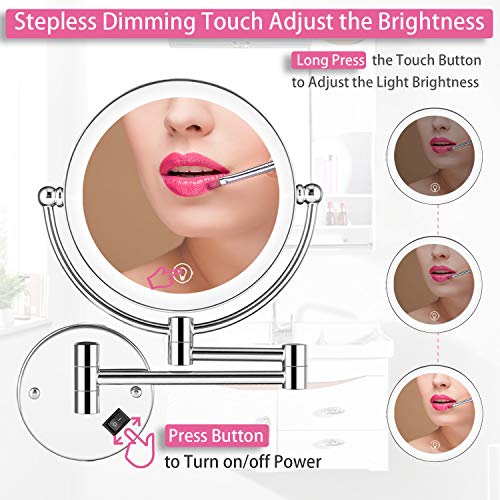 Wall-Mounted Makeup Mirror with LED Light