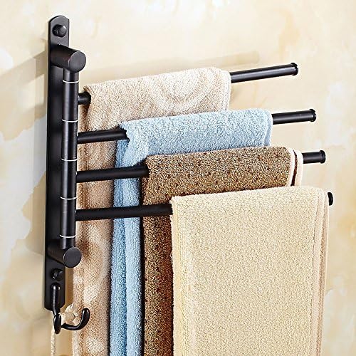 ELLOALLO Oil Rubbed Bronze 4-Arm Swivel Towel Bar for Small Spaces