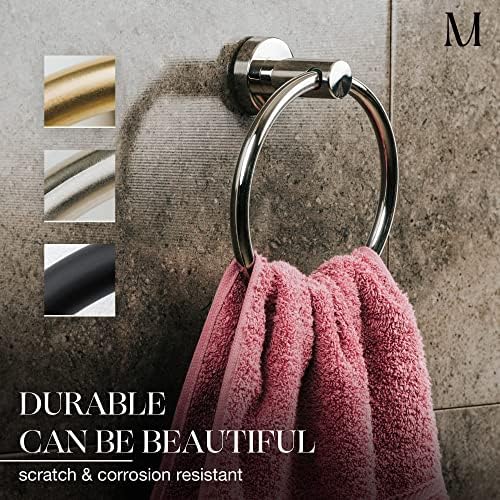 Marmolux Chrome Towel Ring - Hand Towel Holder for Bathroom Wall
